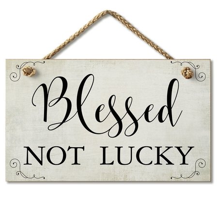 HIGHLAND WOODCRAFTERS Blessed Not Lucky Hanging Sign 9.5 x 5.5 4103160